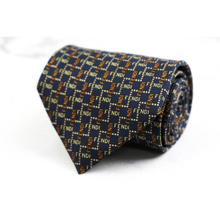 FENDI フェンディ ブランド ネクタイ シルク ロゴ 伊製生地 総柄