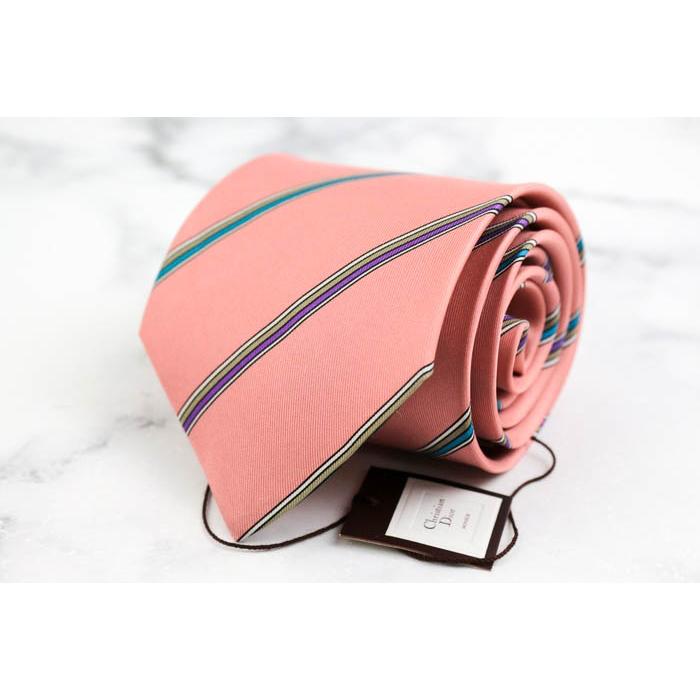 Dior シルク ネクタイ ピンク 未使用級☆ディオールオム フラミンゴ柄