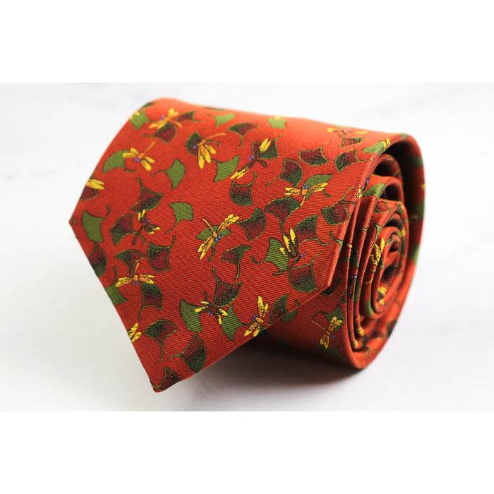 銀座田屋 ブランド ネクタイ 紅葉 落ち葉 トンボ 昆虫 秋 総柄 リーフ
