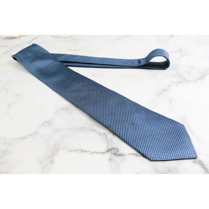 【美品】Brioni／ブリオーニ／シルクチェックタイ／ブルー×シルバー 美品】Brioni／ブリオーニ／シルクチェックタイ／ブルー