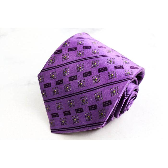 ヴェルサーチ ストライプネクタイ メドゥーサアイコン パープル シルク