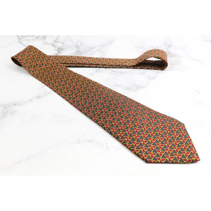 【美品】ネクタイ　エルメス　HERMES　シルク　ゴールド系　H柄　小紋柄 HERMES エルメス ブランド ネクタイ シルク 小紋柄 総柄 高級 PO