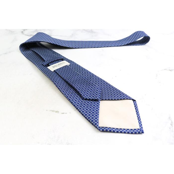 バルマン ブランド ネクタイ チェック柄 スクエア柄 格子柄 シルク PO メンズ ネイビー BALMAIN | BALMAIN | 02