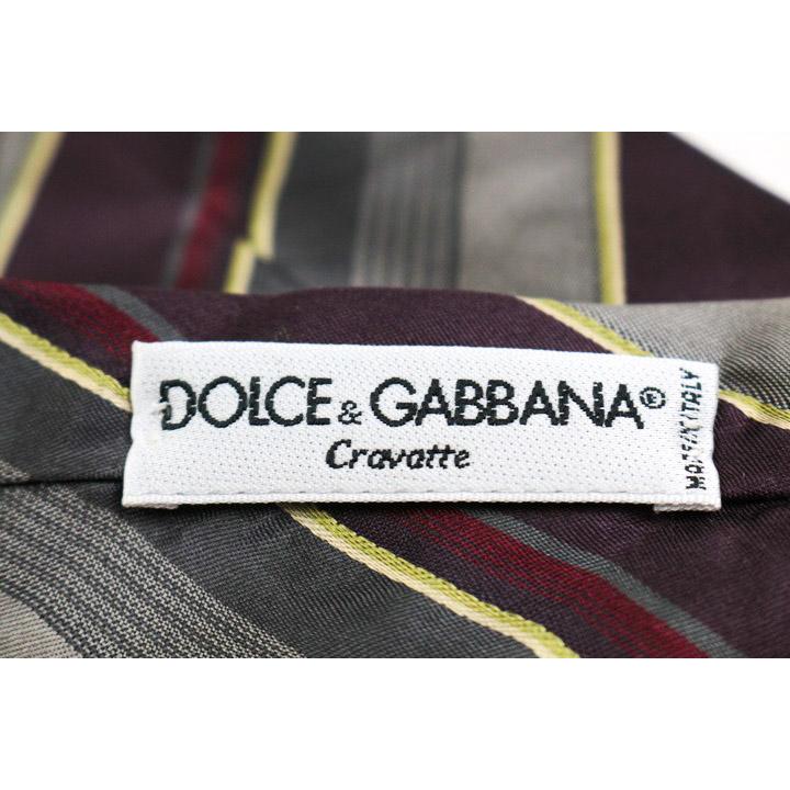 美品 dolce & gabbana シルク ネクタイ ブラウン ストライプ ドルチェ＆ガッバーナ ブランド ネクタイ シルク ストライプ柄 伊製