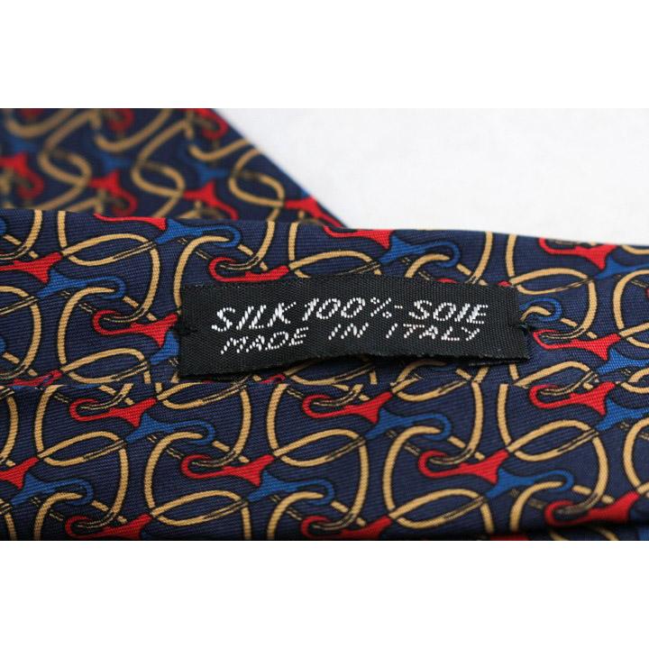 ブリオーニ ブランド ネクタイ チェーン付 総柄 パネル柄 シルク イタリア製 PO メンズ ネイビー Brioni_4