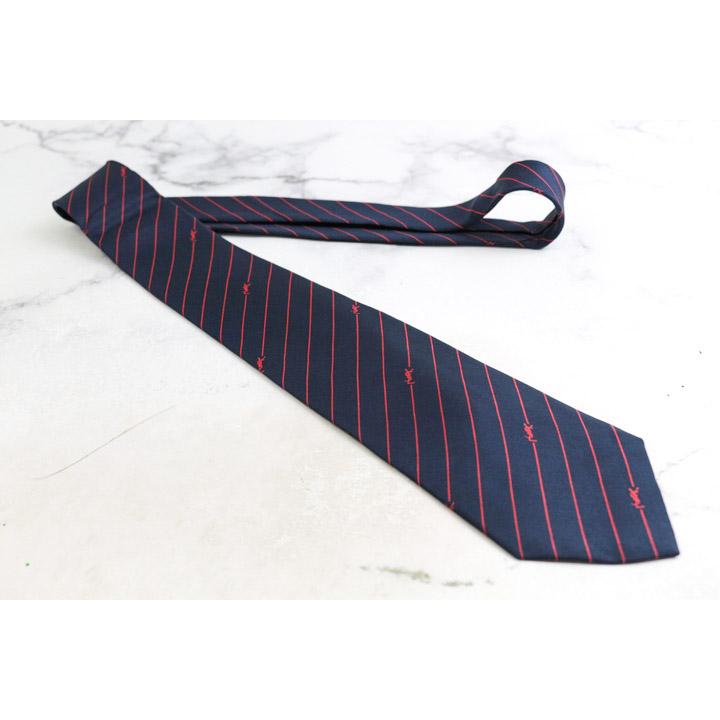 ✨未使用✨イヴサンローラン　YSLブランドロゴ ストライプ　ネクタイ Yves Saint Laurent イヴ・サンローラン ブランド ネクタイ YSL
