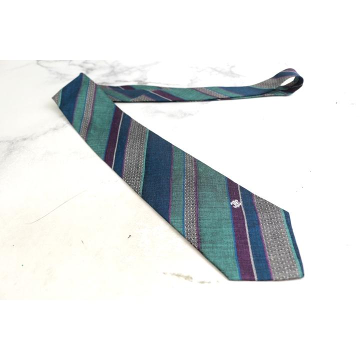 CELINE（セリーヌ） ブランド ネクタイ ロゴ ストライプ柄 リネン 麻