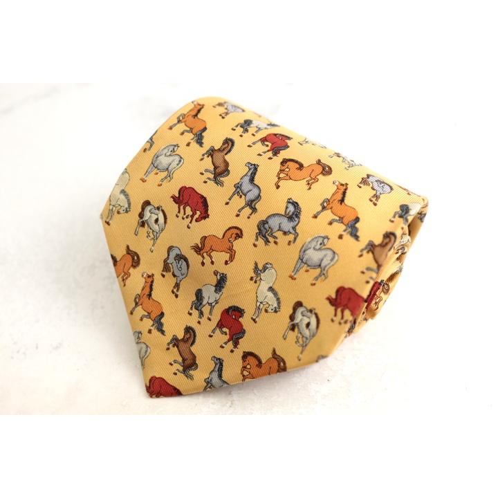 未使用　サルバトーレフェラガモ　ネクタイ　黄色　犬柄　動物 Salvatore Ferragamo - サルヴァトーレフェラガモ アニマル柄 ネクタイ