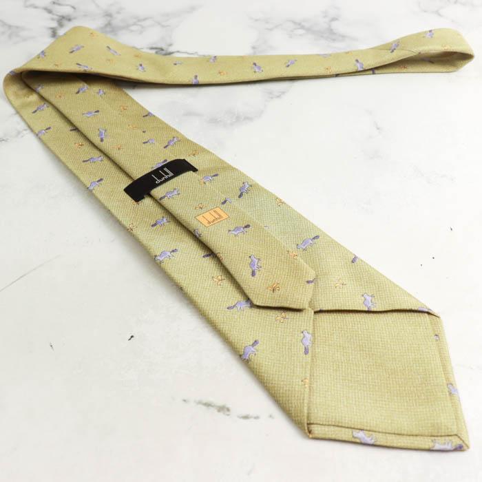 dunhill LONDON VINTAGE ITALY製 シルクアスコットタイ dunhill（ダンヒル） ブランド ネクタイ 小紋柄 動物柄 リス シルク