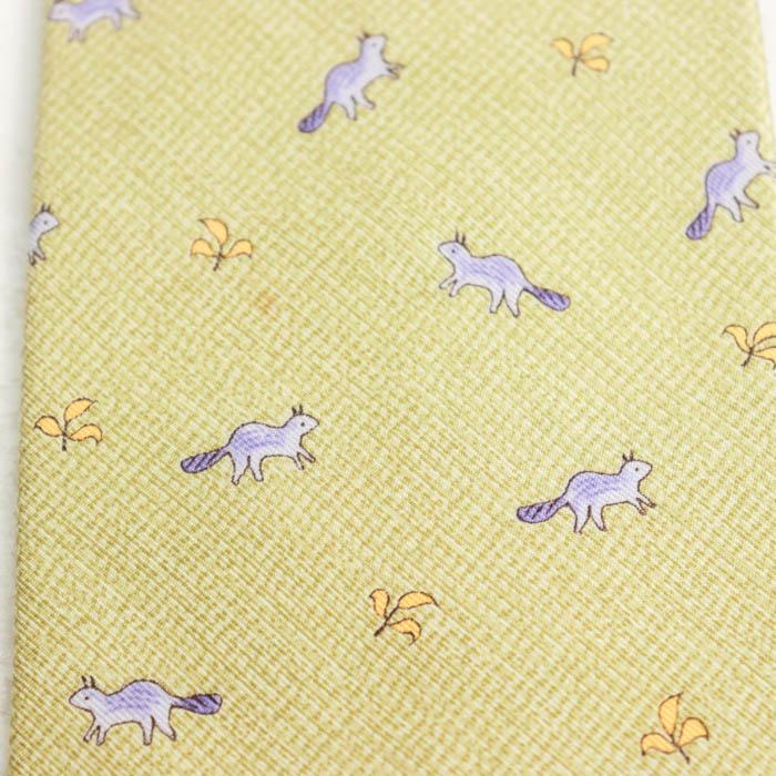 dunhill（ダンヒル） ブランド ネクタイ 小紋柄 動物柄 リス シルク