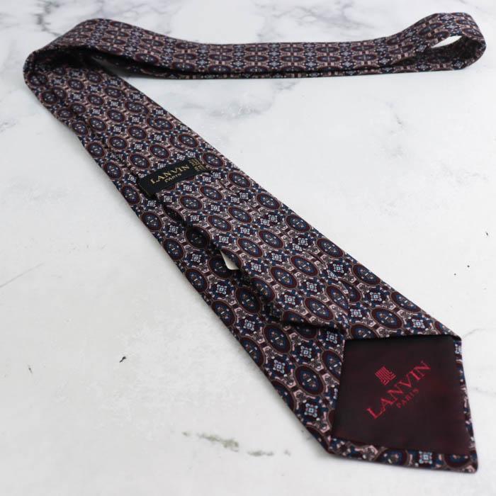 LANVIN（ランバン） ブランド ネクタイ 総柄 メダリオン柄 シルク PO