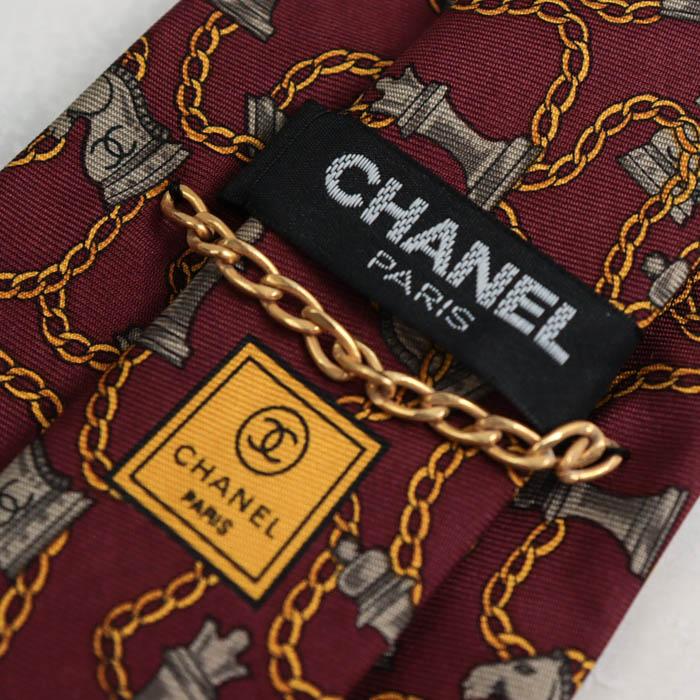 CHANEL（シャネル） ブランド ネクタイ チェーン付 ココマーク 小紋柄