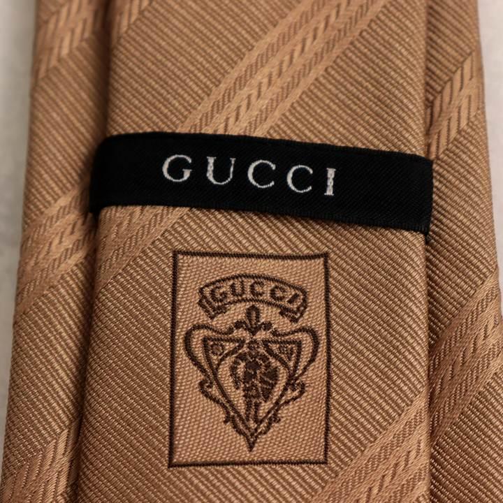 GUCCI（グッチ） ブランド ネクタイ クレスト紋章 ストライプ柄 シルク