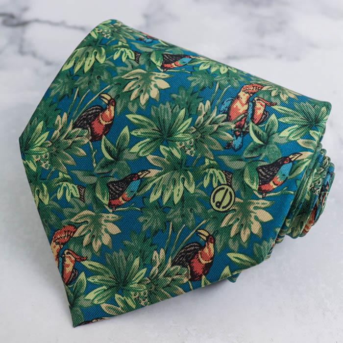 dunhill（ダンヒル） ブランド ネクタイ ロゴ リーフ柄 動物柄 鳥