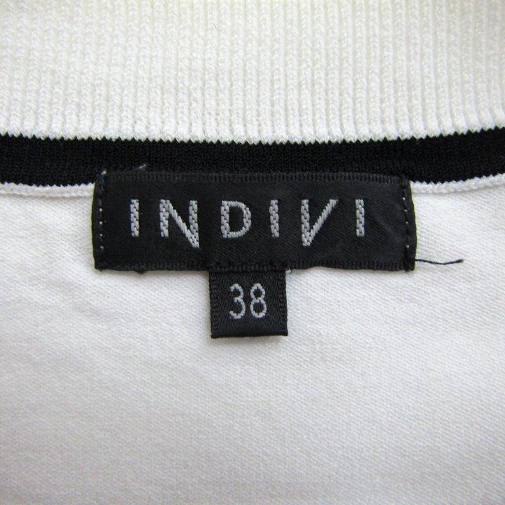 INDIVI 半袖 ボーダー ニット ホワイト ブラック 15号 INDIVI（インディヴィ） ニット トップス 半袖 ボーダー柄 レディース