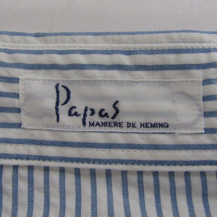 papas パパス 長袖シャツ リネン 麻 ストライプ 総柄 サイズ48 M パパス 長袖シャツ ストライプ柄 リネン混 日本製 トップス メンズ 48