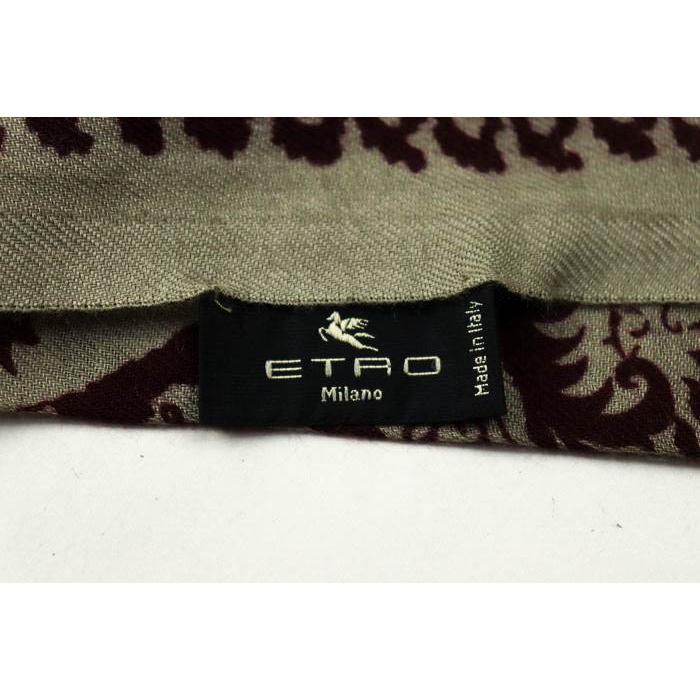 ETRO エトロ 大判ストール グリーン系 シルク ウール ペイズリー