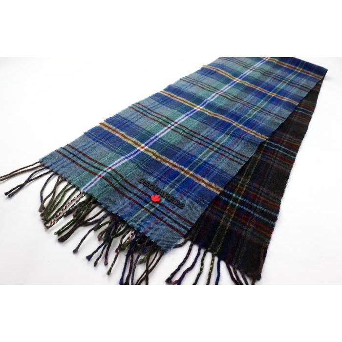 ディースクエアード マフラー チェック柄 ウール ブランド メンズ 