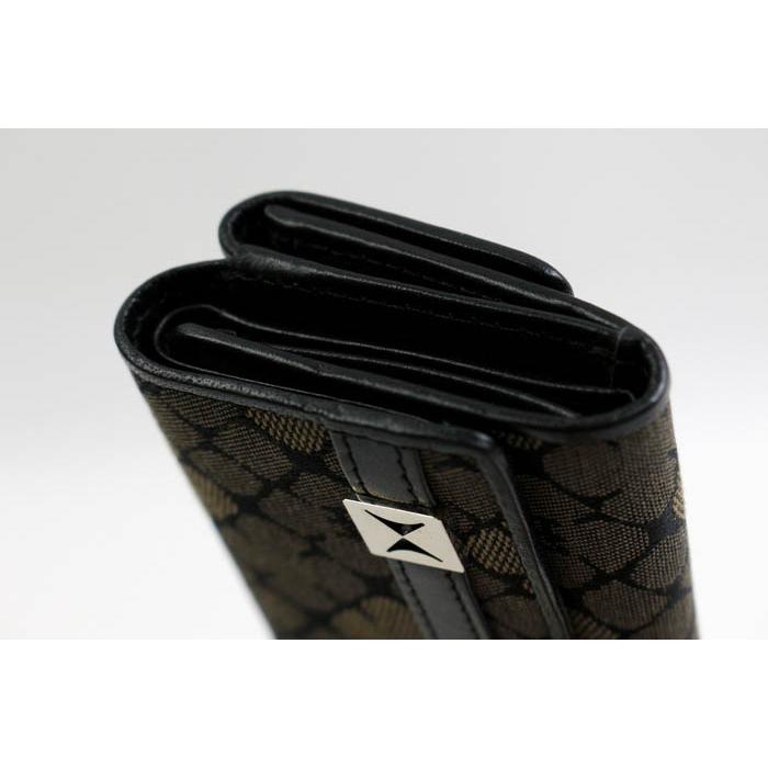 【新品未使用】ハナエモリ　HMロゴ　レザー　三つ折り財布 HANAE MORI（ハナエモリ） 三つ折り財布 キャンバス/レザー 小銭入れ