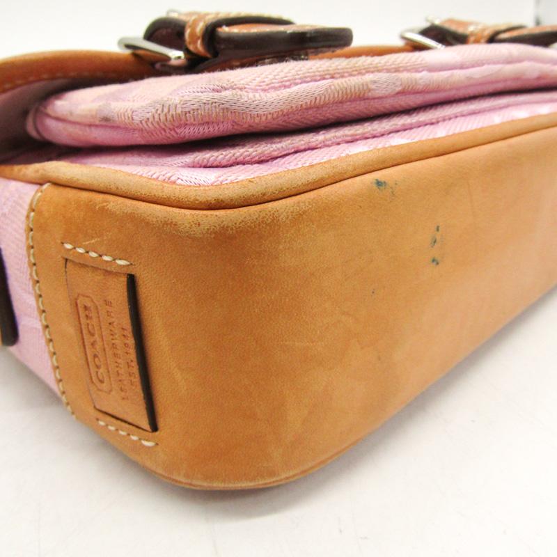 COACH レザー ショルダーバッグ ピンク/ベージュ COACH ピンクベージュ レザー ショルダーバッグ - メルカリ