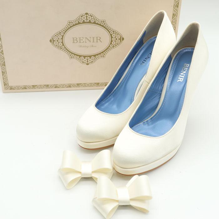 ベニル ウェディングシューズ シルクサテン リボン付 ブライダル