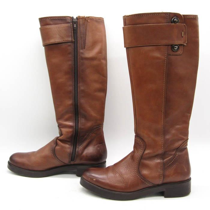 未使用Monet (モネ)ブーツ24.5cm ダークブラウン本革 モネ ブーツ ブランド ×SAMOA シューズ 靴 イタリア製 レディース 36