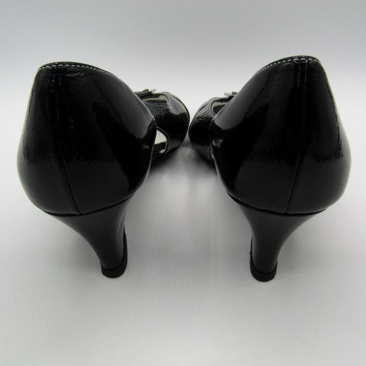 銀座ヨシノヤ パンプス オープントゥ シューズ ブランド 靴 日本製 黒