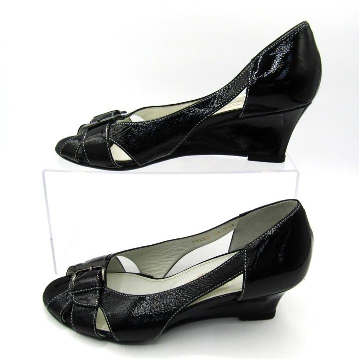 銀座ヨシノヤ パンプス オープントゥ シューズ ブランド 靴 日本製 黒