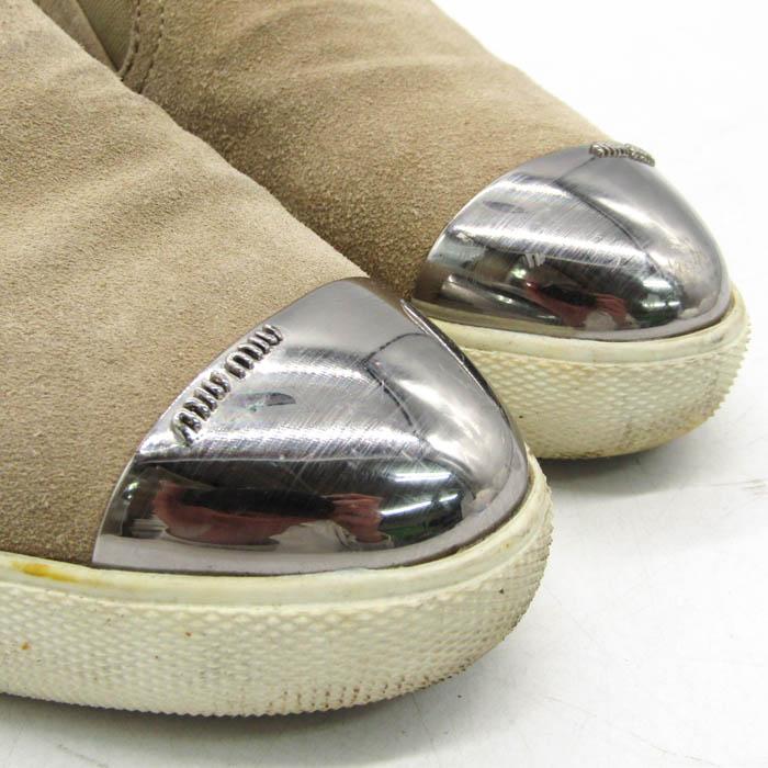 miumiu スリッポン miu miu ブラック スリッポン メタリックトゥ MIU