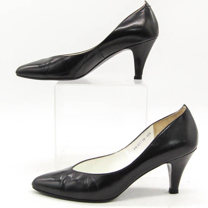美品 イヴサンローラン スエード ヒール パンプス 黒 Yves Saint Laurent（イヴ・サンローラン） パンプス ブランド