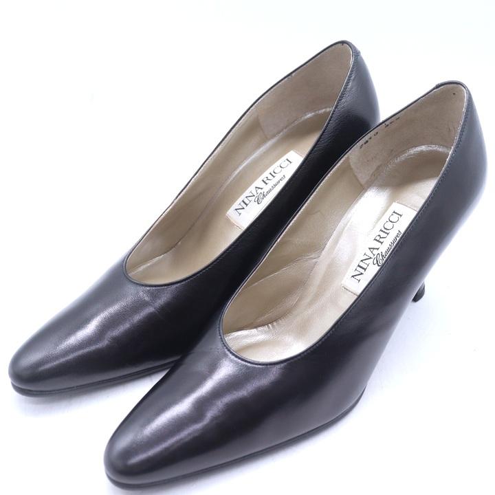 NINA RICCI ブラック フラットシューズ 37.5 Black Leather Nina Flats | Tuckernuck Shoes