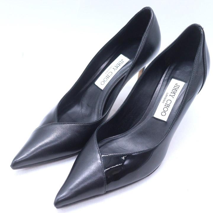 JIMMY CHOO ジミーチュウ スタッズ フラットシューズ 黒 37 JIMMY CHOO
