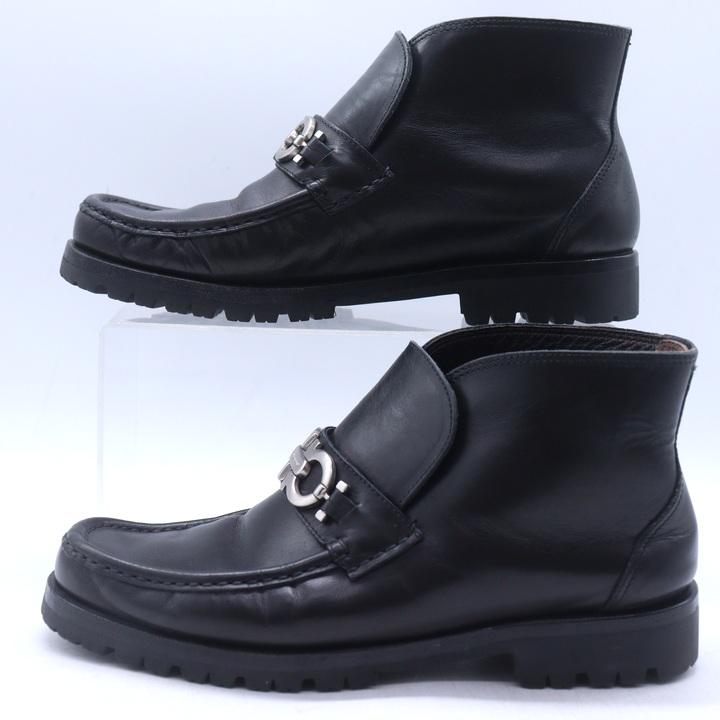 フェラガモ ブーツ ガンチーニ シューズ ブランド 靴 イタリア製 黒