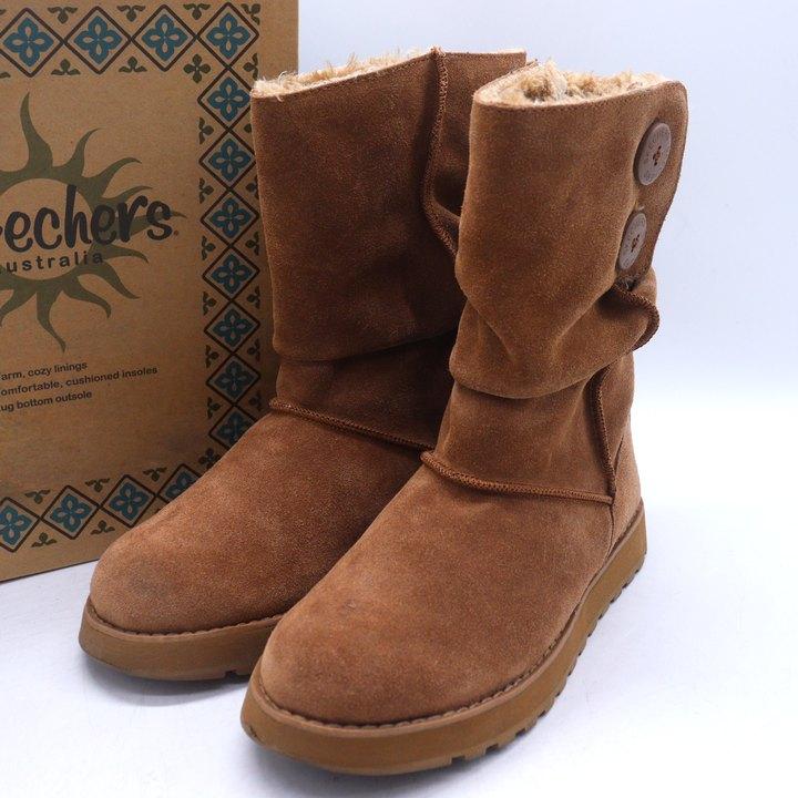 スケッチャーズ　ブラウン スエード ムートンブーツ Skechers スケッチャーズ ブラウン スエード ムートンブーツ 23.5