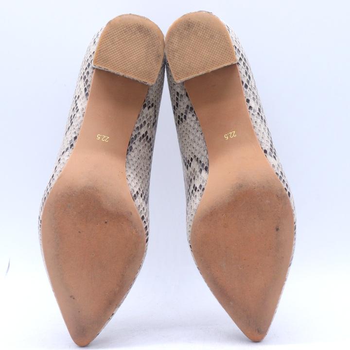ランダ パンプス パイソン柄 チャンキーヒール シューズ 靴 レディース