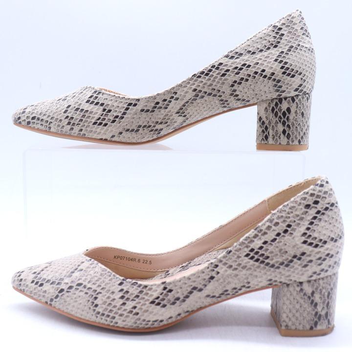 ランダ パンプス パイソン柄 チャンキーヒール シューズ 靴 レディース