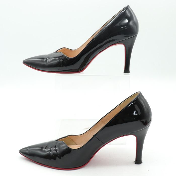 新品】EIZO ブラックレザーポインテッドトゥパンプス 23cm