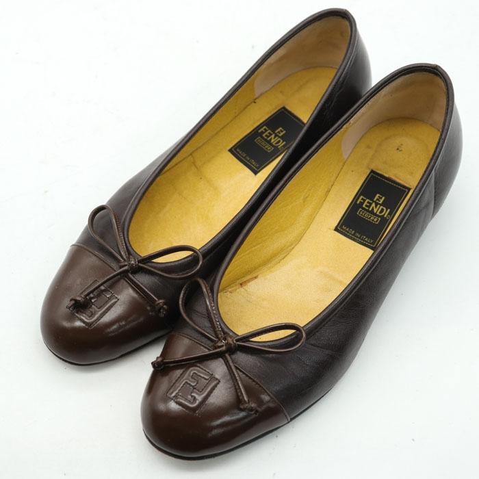FENDI】ブラウン レザー パンプス