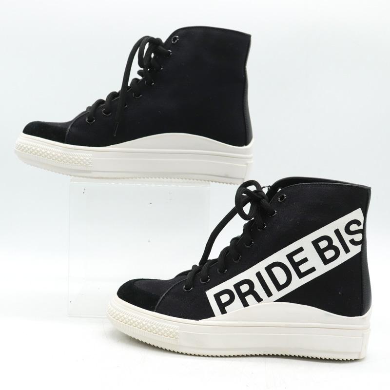 PRIDE BIS ブラック/ホワイト スニーカー プライドビス スニーカー 未使用 ハイカット ロゴ キャンバス