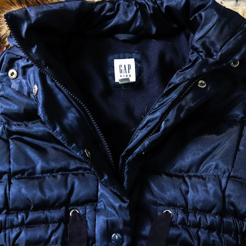 GAP ネイビー ダウンジャケット Sサイズ ファー y2k GAP L ダウンジャケット 光沢 短丈 ファー Y2K 紺 ギャル男 お兄系