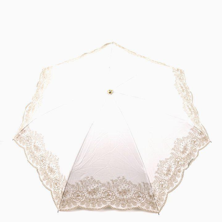 イヴ・サンローラン 折りたたみ傘 花柄 刺繍 ロゴ 日傘 収納時約24cm