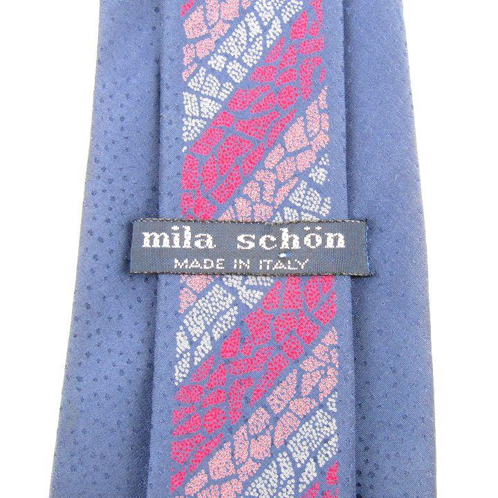 mila schon（ミラショーン） ブランドネクタイ ストライプ柄 ロゴ