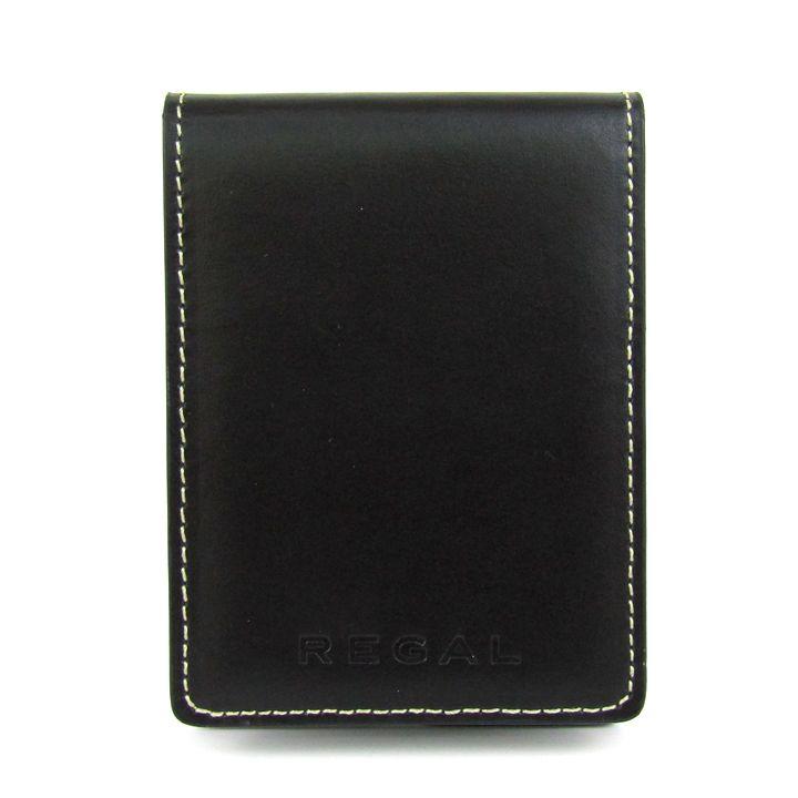 レザー製二つ折りケース 黒 REGAL（リーガル） パスケース レザー 二つ折り カードケース 小物 黒