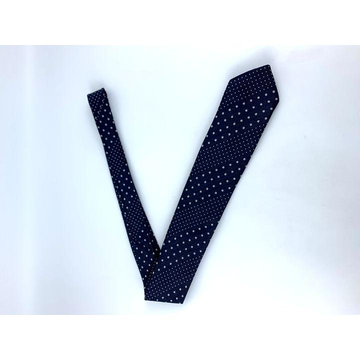 美品 KUSKA ネイビー ドット柄 ネクタイ 約8cm フォスカ ネクタイ