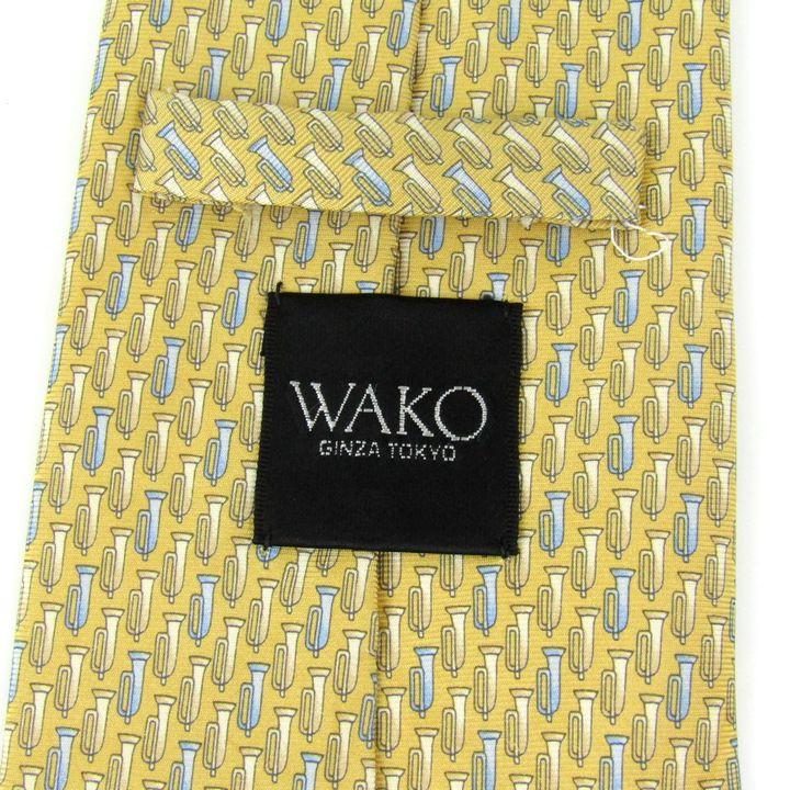 銀座和光 ネクタイ ブランド ワイドタイ 総柄 楽器 メンズ イエロー