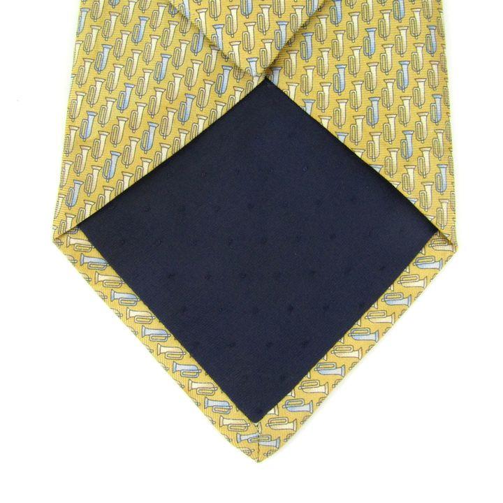銀座和光 ネクタイ ブランド ワイドタイ 総柄 楽器 メンズ イエロー