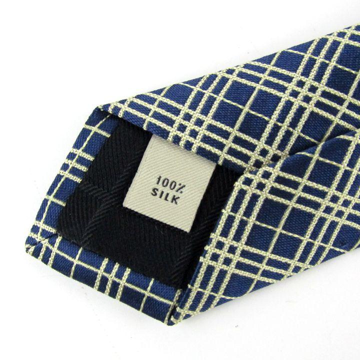 美品 バーバリー ネクタイ シルク ブロックチェック パターン 微光沢 ブルー 美品 バーバリー ネクタイ シルク ブロックチェック パターン 微