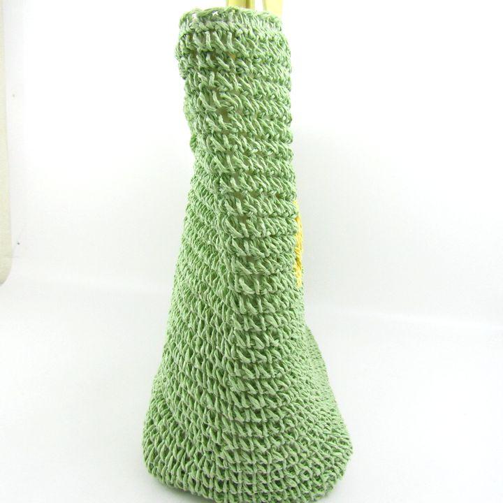 【美品】サマンサタバサ　サマンサグリーン　ラフィアハンドルバッグ　カゴバッグ Samantha Thavasa サマンサタバサ 編みこみトートバッグ かご