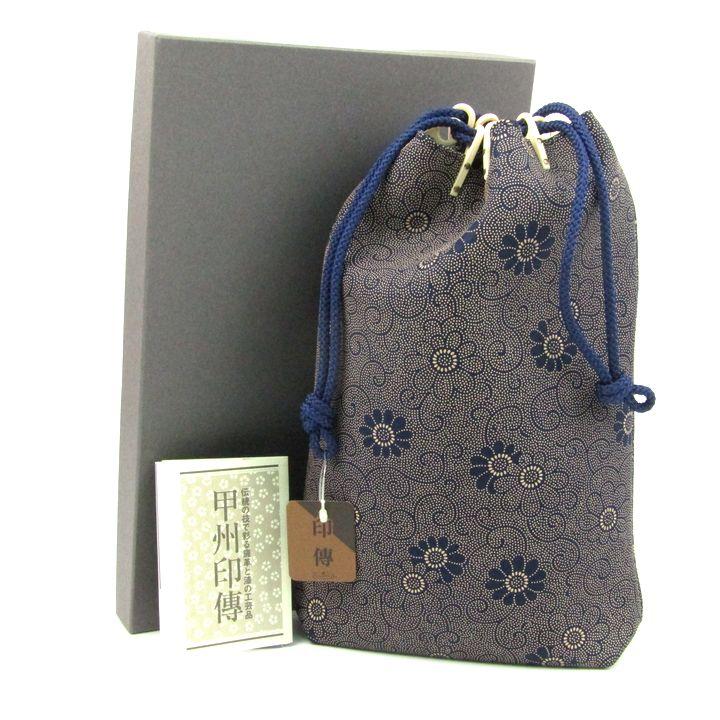 印傳 巾着 和装小物 青海波 素敵 未使用品 AC-95 楽天市場】【最大49倍 8/20限定】 ノベルティ付 印傳屋 合切袋