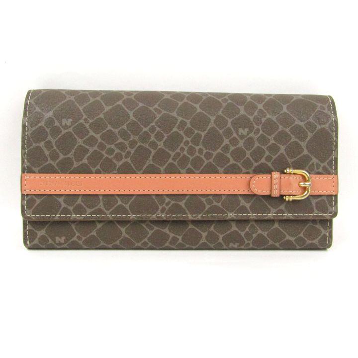 NINA RICCI ニナリッチ 二つ折り長財布  ジラフ柄    ブラウン レディース / 240001195390 NINA RICCI - NINA RICCI ニナリッチ 二つ折り長財布 ジラフ柄